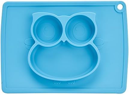 Kids Suction Plates, Kidlife Silicone Happy Place Mats For Kitchen Table 15''x10''x1.1'' Baby Suction Bowl and Child Stick Feeding Placemats (Blue)