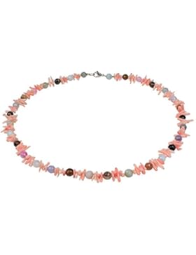 Korallen Kette mit buntem Achat facettiert, ca. 45 cm