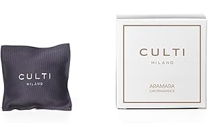 Culti Cuscinetto profumato per Auto con Supporto orientabile | Dimensioni 7X7cm Milano | Fragranza ARAMARA, all'arancia Amara e bergamotto | Durata 3 Mesi