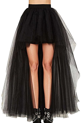 La Femme Est Haute Taille Haute Basse À Tulle Tutu Fête Danse Longue Jupe Black One Size