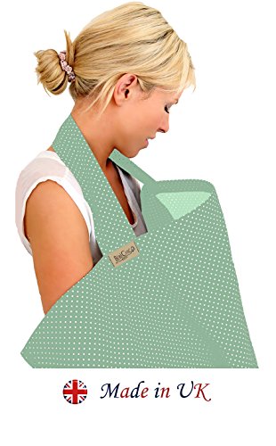 BebeChic * Top Quality 100% Cotton * Breastfeeding Covers * Boned Nursing Tops - with Storage Bag - wild thyme / white dot