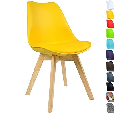 WOLTU 1 X Chaise salle à manger Chaise de cuisine en similicuir + plastique + bois,Jaune BH29gb-1
