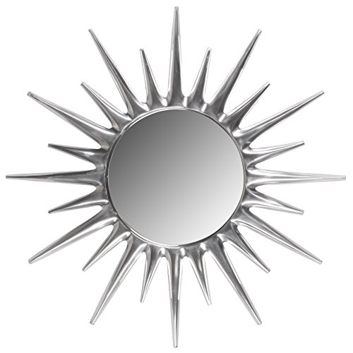 Wohnling WL1.614 Deko Wandspiegel Sunrise aus Aluminium Wanddekoration Metall 76 x 2.5 x 76 cm, silber