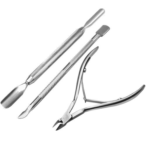 Stainless Steel Cuticle Nipper Cutter Nail Art Clipper set (Cuticle Clipper+Cuticle Pusher)
