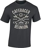Schnitt: Unisex Biker Shirt: Cafe Racer Reunion - Motorrad T-Shirt Herren Damen Mann Männer Frau-en - Chopper - Liebhaber - Fan-s - Rocker - Anarchy - Geschenk - Bikerin - Motorradfahrer-in - Moped - Bike (Grau XL)