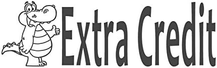 Extra Credit with aligator image, pre-inked teacher rubber stamp (#672301-J), Style J, Black ink, Large size (58 x 18mm)