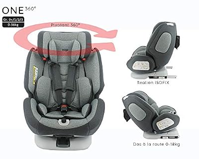 Migo Siège auto isofix ONE 360° pivotant groupe 0+/1/2/3 (0-36kg) - Dos à la route 0-18kg - Housse confort - Protection latérale - Migo