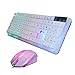Price comparison product image Gaming Keyboard and Mouse Jaminy Colorful LED Illuminated Backlit USB Wired PC Rainbow Gaming Keyboard Mouse Set (White)
