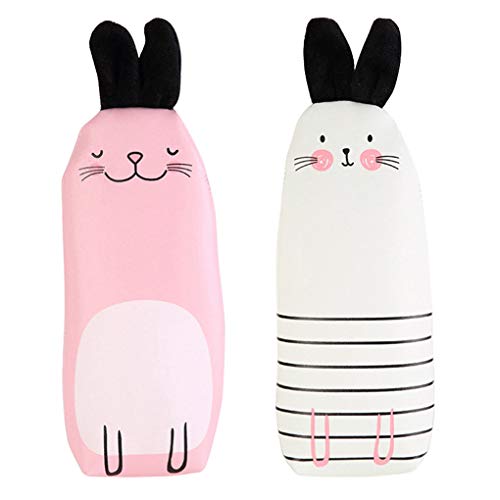 Preisvergleich Produktbild Rolin Roly 2Pack Mäppchen Kaninchenohr Schüler Stiftemappe Federtasche Mädchen Groß Pencil Case (Pink+white)