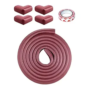 BabyPro Combo of BabyProofing 2 Meter Edge Guard & 4 Corner Guards with Double Sided 3M Tape | Thin & Sleek Design for Child Safety | Best for Covering Sharp Edges & Corners of Furniture (Set of 5)