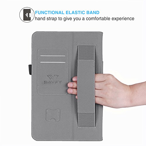 SAVFY Samsung Galaxy Tab A 10.1 Hülle 2016 T580N/ T585N Schutzhülle Auto Sleep Wake up Funktion Case Smart Cover mit Handschlaufe, Kartensteckplätze für Tab A 10.1 Zoll braun - 7