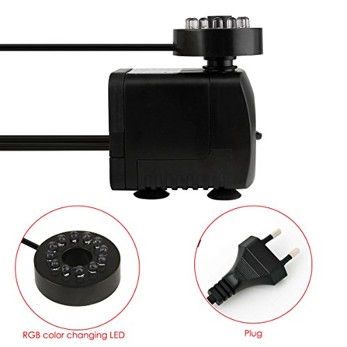 Tauchwasserpumpe , SOONHUA Unterwasser Wasserspielpumpe Wasser Pumpen Garten Tauchpumpen Brunnen Gartenteich Springbrunnen Pumpe mit bunten LED Licht Beleuchtung (Pattern 2) - 2