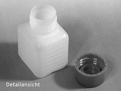 10 x 50 ml Octopus Kunststoffflaschen, HDPE Plastikflaschen mit roten Schraubverschlüssen, Leerflaschen mit roten Schraubdeckeln, Vierkantflaschen inkl. 10 Beschriftungsetiketten - 3