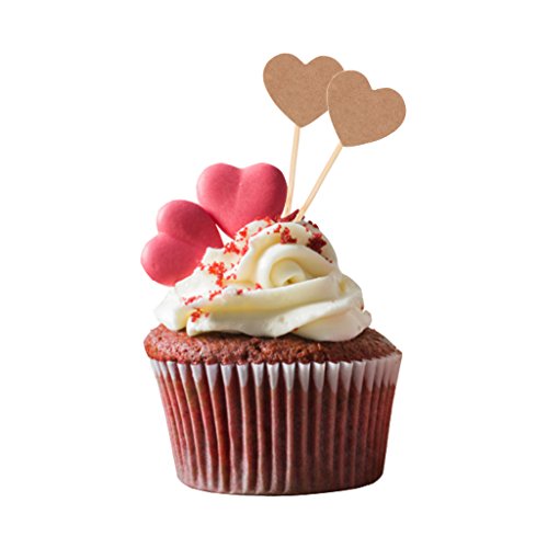 MagiDeal Kraftpapier Herz Cupcake Picks Zahnstocher Partei Kuchen Cocktail Dekor, 50 Stück/Set - 5