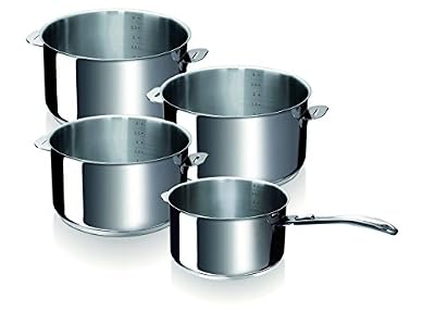 Bekaline 12326984 Evolution Série de 4 Casseroles + 1 Manche Amovible en acier inoxydable 14/20 cm