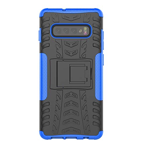 KISCO pour Coque Samsung Galaxy S10 Plus,2 en 1 Cover avec Support Antichoc Anti-Rayures Heavy Duty Flexible TPU+PC Etui de Protection pour Samsung Galaxy S10 Plus-Bleu