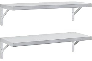 vidaXL Estantes de Pared 2 uds Acero Inoxidable Plateado 75x30 cm, Estante Flotante, Estante Flotante de Pared, Estante de Cuarto de Servicio