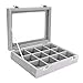 Produktbild Samt Glas Schmuck Box Ring Display Organizer Tablett-Halter Ohrringe Aufbewahrung Fall (12grids-grey)