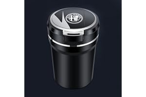 SSJCVD Auto Posacenere per Alfa Romeo Giulia Stelvio Autoestinguente Portatile con Luce LED Coperchio Accessori,12 * 8