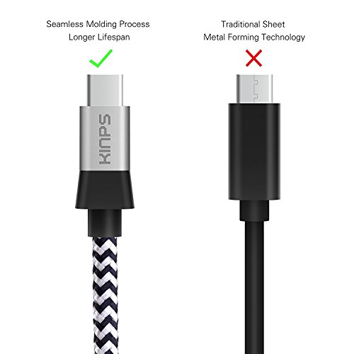 USB C Kabel, Kinps 1m Nylon-Umwickeltes Type-C 3.0 Ladekabel reversibel Connector for New MacBook 12 Inch, ChromeBook Pixel, Nexus 5X, Nexus 6P,and Other USB C Supported Devices. - 4