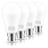 Lohas B22 Led Bulbs 150w Equivalent, 17w Led Bayonet Light, Day White 6000k, Super Bright 1600lm, Non-dimmable, Energy Saving Light Bulbs, 4 Pack