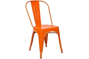 Vaukura Silla Oliix - Silla Industrial Metálica Brillo (Naranja)