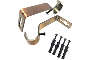 HomeElabador®Curtain Pole Rod Bracket Pipe Holder Heavy Duty Drapery Ring Hook Sturdy Metal Alloy 19mm Curtain Brackets (Copper)