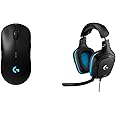 Logitech G PRO Mouse Gaming Wireless, Sensore HERO 25K, 25.600 DPI, RGB, leggero & 32 Cuffie Gaming Cablate, Audio Surround 7