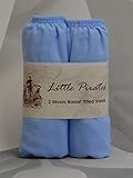 2 x Baby Pram/Crib/ Moses Basket Jersey Fitted Sheet 100% Cotton Blue 30x75cm