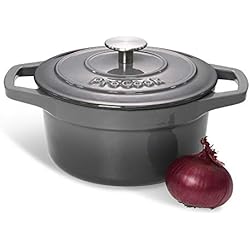 ProCook - Petite Cocotte Faitout Ronde 20cm - Fonte Émaillée - Compatible Induction - Dégradé Gris - 20 cm / 2,7 L