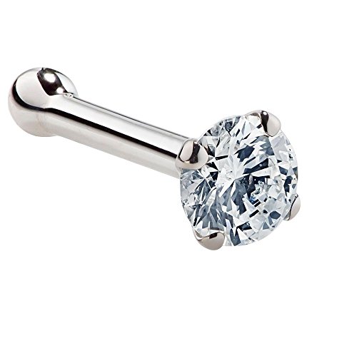 FreshTrends Nasen-Piercing Stecker – Weißgold 14 kt – Diamant 1,5 mm (0,015 ct gesamt) – Ø 20-16 G (0,81-1,2 mm)
