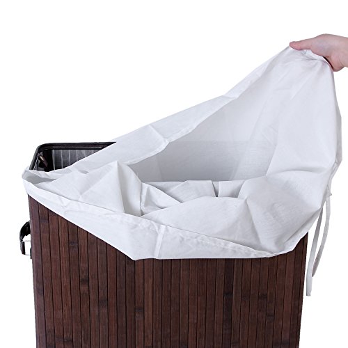 Songmics faltbar Bambus Wäschekorb 100 L (62,5 x 52 x 32 cm) Wäschebox mit Wäschesack zum Herausnehmen braun LCB63Z - 7