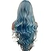 YOPO 32" Wigs Long Curly Wavy Wig Cosplay Costume Parties Wig(Light Blue)