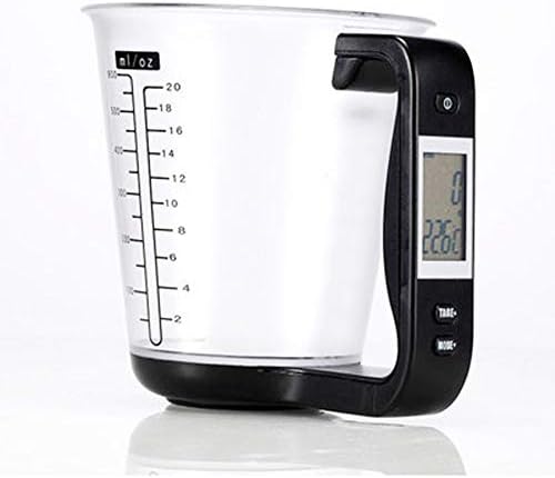 Iron-Case Digital Detachable Measuring Cup Scale, [Weight and Cubage] Food Scale Bowl 2.2 Pounds / 20 Ounce Capacity with Thermometer Function Sesame Black