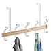 Produktbild InterDesign RealWood 10-er Hakenleiste zum Hängen über die Tür für Mäntel, Hüte, Bademäntel, Handtücher-Weiß/Helles Holz, Edelstahl, White/Light Wood Finish 46.23 x 10.19 x 29.01 cm