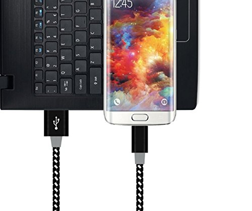Micro USB Cable 3Pack 1M2M3M, Xinfaxin Premium Nylon Braided USB Charging Cables for Samsung, LG, Motorola, Nexus, HTC, Sony, Nokia, Android Devices and More (Black White) - 3