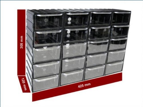 20 Schubladen Regal transparente Schübe Kleinteilemagazin endlos erweiterbar Modulat - 4