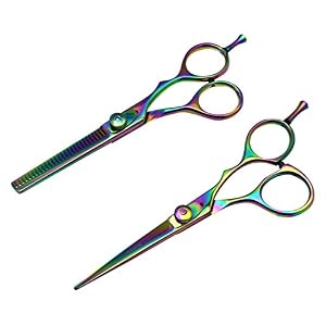 Professional Hairdressing Barber Scissors, Thinning Scissors Kit 5.5". Rainbow - Image 2