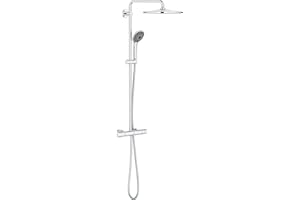 GROHE Colonne de douche avec mitigeur thermostatique, tête de douche 310mm, barre orientable, pommeau de douche Vitalio Joy XXL 310 3 jets, chromé, 26400001 (Import Allemagne)