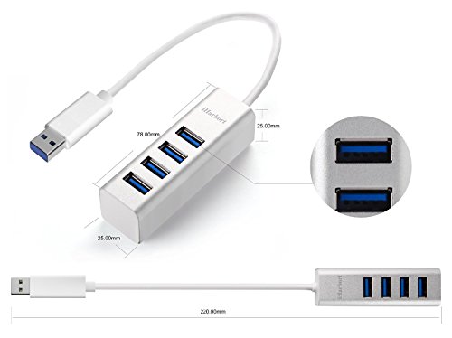 iHarbort® USB 3.0 4-Port Hub kompakte mit einem eingebauten 17cm USB 3.0-Kabel für Windows 8.1, 8, 7, Vista, XP, Apple Mac (4-Port,Silber) - 2