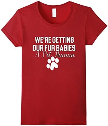 Women's Funny Maternity Shirt Fur Babies Cat Dog Pregnant Pet Human Medium Cranberry