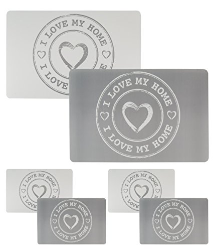 Bada Bing 6er Set Tischset I Love my Home Herz weiß grau - 2