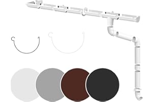 RAINWAY S Regenrinnen Komplettset (1 Dachseite) - PVC-U Kunststoff in 4 Farben, für Dachflächen < 100m² empfohlen (Set min. 6 Meter, weiß) Kunststoffrinne Entwässerung