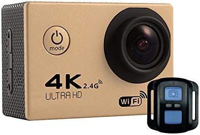 EPTEK@ 16GB TF Card+ HD 4K Wifi sports action camera F60R 2.0 inch Screen 4K 170 Degrees Wide Angle WiFi Mini Sport Action Camera Camcorder with Waterproof Housing Case &Remote Controller (Gold)