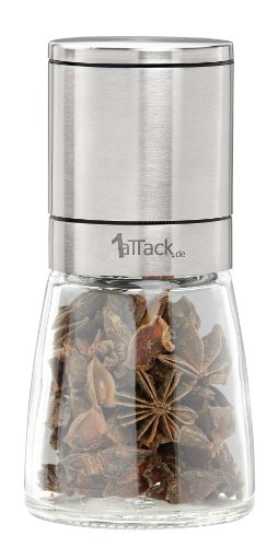 Pfeffermühle Salzmühle Gewürzmühle unbefüllt mit Keramik Mahlwerk in Geschenk Verpackung – 140ml – Höhe 13.5cm – Edelstahl - 4