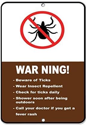 Warning! Beware Of Ticks Wear Insect Repellent Check Ticks Home Decor Sign Metal Sign for Outdoor Yard Safety Sign