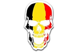 COPYTEC Autocollant Belgique Skull Crâne Bruxelles Drapeau Tête de Mort 7 x 4 cm A1494