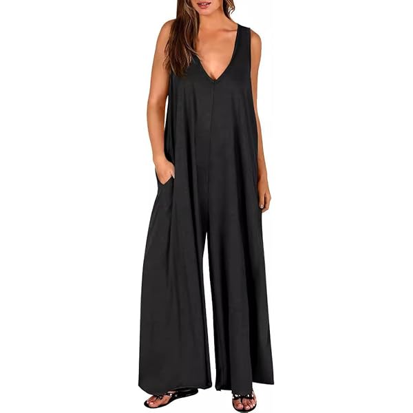 Haibang Rompertjes, casual mouwloze shorts, jumpsuits, overalls, verstelbare schouderriem, wijde pijpen, zakken, losse strandjurken, zomeroutfits