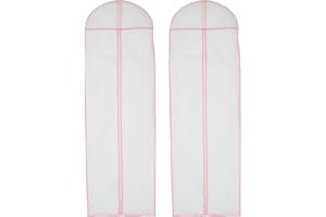 JETHMA 180cm Wedding Dress Bags with Zipper, Breathable Clear Garment Bags Non-woven Bridal Dress Cover Storage Bag Full Length Travel Covers for Long Dress Dance Costumes Suits Coat (1pcs)