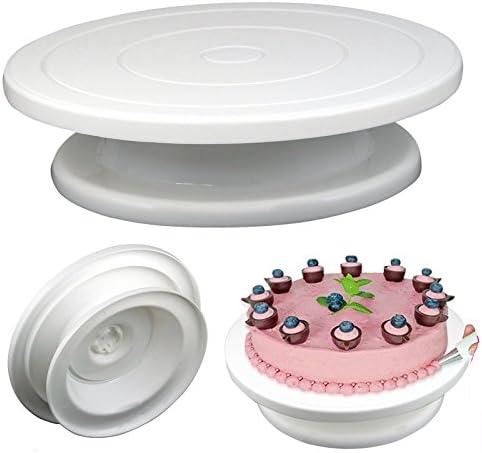 Meiteai Cake Turntable Rotating Round Shaped Cake Swivel Plate Revolving Platform Baking Tools